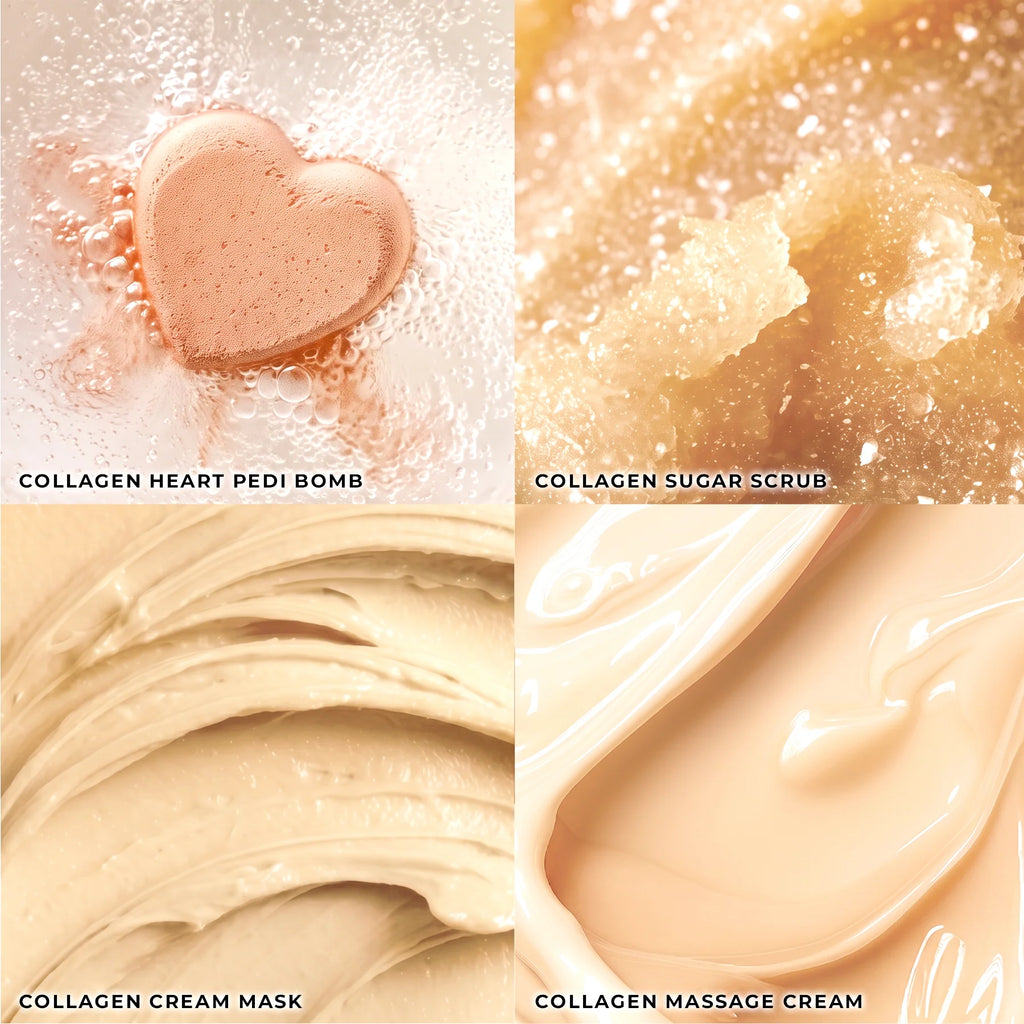 Bare Soak Honey & Milk - Collagen Heart Pedi Bomb • 4 Steps Kit