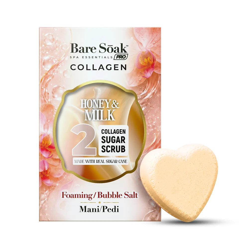 Bare Soak Honey & Milk - Collagen Heart Pedi Bomb • 4 Steps Kit