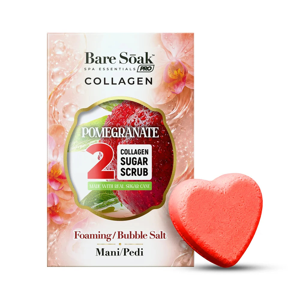 Bare Soak Pomegranate - Collagen Heart Pedi Bomb • 4 Steps Kit