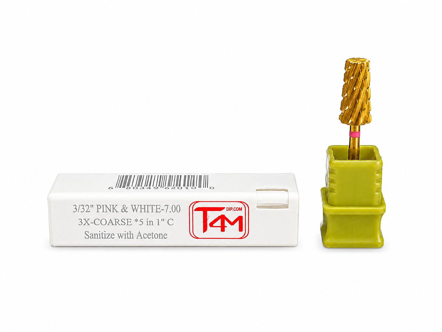 T4M 3X-Coarse 5-in-1 Pink & White Nail Drill Bit – 7.0mm – 3/32"